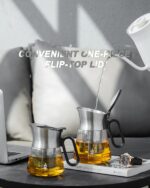 ZENS Design Glass Teapot with Infuser, 23 oz Small Loose Leaf Tea Steeper Pot with Stainless Steel Spout for Hot Tea Steeper, Oval Handle Clear Tea Pot with infusers for Loose Tea Lovers Gifts - Image 3