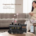 Train Diffuser 300ml, Aromatherapy Diffuser Cool Mist Ultrasonic Aroma Train Diffuser with Remote Control 2 Light 2 Mist Mode Auto Shut-Off for Bedroom Office Hotel(Black) - Image 7