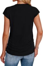 SAMPEEL Womens Summer Tops Trendy 2025 Ruched Cap Short Sleeve Tshirts Shirts Crew Neck T Shirts Fashion - Image 6
