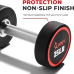 Sunny Health & Fitness Premium Polyurethane Commercial Grade Round Dumbbells with Diamond Knurled Handle, Durable Strength Training Equipment for Home Gym, 5-50LB - Image 4