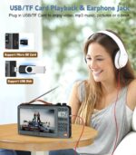 720P 7Inch Screen AM FM Movie Video Radio with Bluetooth Speaker, Rechargeable Digital Shortwave MP3 MP4 Player Radio, Support USB/Micro SD Card, Loud Speaker and Headphone Jack (NO TV) - Image 10