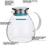 68OZ/2000ML One Touch Glass Teapot with Stainless Steel Filter Lid, Stovetop & Microwave Safe Tea Maker Water Kettle, Strainer & Cover 2 in 1 Loose Leaf Tea Steeper Pot Coffee Carafe - Image 4