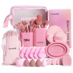 MAANGE Makeup Brush Set 51 PCS Professional Makeup Brushes for Foundation Powder Concealers Eye shadows Blending Blush Travel Make up Brush Kit (Pink) - Image 10