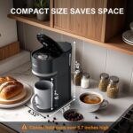 Small Single Serve Coffee Maker for K Cup and Grounds, Fast Brew One Cup Coffee Machine with 12 Oz Reservoir, Compact Size for Home Office RV and Travel, Black - Image 4