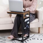 AMHANCIBLE C Shaped End Table with Charging Station, TV Tray Set of 2, Couch Tables with Storage Bag, Slide Under Sofa Side Table with USB Ports and Outlets for Living Room, Rustic Brown HET04CBR - Image 3