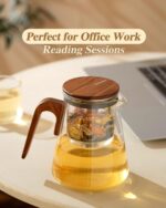 ZENS Magnetic Tea Pot, Enchanted Glass Teapot with Infuser and Magnetic Suction Lid for Mess-Free Loose Tea Diffusers, Walnut Wood Handle, Tea Lovers Gifts - Image 10