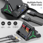 TV Dock Station for Switch/OLED, 4K HDMI/USB C/USB 3.0 Ports, LED Atmosphere Light, Holds 4 Game Slots - Image 3