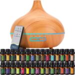 550 ML Aroma Diffiser with Essential Oils Set, Essential Oil Diffuser with Remote, Ultrasonic Technology Aromatherapy Diffusers Auto Shut-Off for Office, Home - Image 2