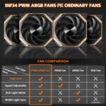 darkFlash Full-Tower ATX Gaming PC Case, Back Plug-in Motherboard, Dual-Chamber, Panoramic Glass, Up to 2 x 360mm Radiators, RTX 40 Compatible(DY470) (4 PWM ARGB Fans, Black) - Image 6
