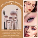 MAGEFY Makeup Brushes, 22 Pcs Professional Premium Synthetic Makeup Brush Set with Case, Foundation Eyeshadow Brush Travel Make up Brushes Set (Blackgold) - Image 7