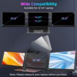 QQH Laptop Screen Extender, 15.6” Triple Portable Monitor for Laptop with Ultra-Slim FHD IPS Display, USB-C Plug and Play Extended Screen Compatible with MacOS, Windows, Android for 12-16" Laptops - Image 9