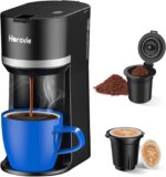 Small Single Serve Coffee Maker for K Cup and Grounds, Fast Brew One Cup Coffee Machine with 12 Oz Reservoir, Compact Size for Home Office RV and Travel, Black - Image 2