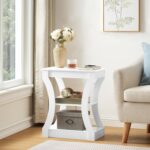 End Table Set of 2 with Charging Station, Side Table with USB Ports and Outlets, Nightstand, 3 Tier Bedside Table with Storage Shelf for Living Room, Bedroom, Small Space, White ETWT53E01S2 - Image 7