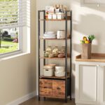 Furologee 5-Tier Bookshelf, Tall Bookcase with 2 Storage Drawers, Adjustable Industrial Display Standing Shelf Units, Wood and Metal Storage Rack for Living Room, Bedroom, Home Office Rustic Brown - Image 10