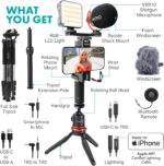 Movo iVlogger-PRO Vlogging Kit with Full Tripod for iPhone/Android - USB-C/Lightning YouTube Starter Kit for Content Creators - Accessories: Phone Tripod, Phone Mount, RGB Light and VXR10 Shotgun Mic - Image 3