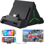 TV Dock Station for Switch/OLED, 4K HDMI/USB C/USB 3.0 Ports, LED Atmosphere Light, Holds 4 Game Slots - Image 2