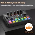 Podcast Equipment Bundle, Mixer with 48V XLR Condenser Microphone, TF card,5RGB,Surround Sound,Suitable for Streaming/TikTok/YouTube, Compatible with Mobile Phones, PC,Camera RS2 - Image 8