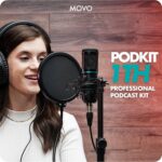 Movo PodPakT Universal Cardioid Condenser Microphone Kit with MDX-1 2x2 Audio Interface with Tabletop Mic Stand and Studio Headphones - Podcast Equipment Set for YouTube, Podcast, Streaming - Image 4