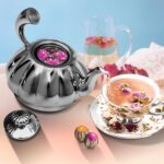 Stainless Steel Teapot with Removable Infuser - 12OZ Stovetop Safe Tea Maker Water Kettles for Loose Leaf, Small Pumpkin Tea Kettle for Coffee Tea Milk, Thickened Mirror Polished Ornaments - Image 4