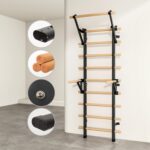 DHT Wood Stall Bar, Swedish Ladder Suspension Trainer with 9 Strategic Rods, for Home, Gym, School and Clinics, Black - Image 5