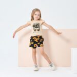 Kid Toddler Girl Clothes Summer Ruffle Sleeve Figure Graphic Tee Shirt + Shorts Summer Outfits Set - Image 4