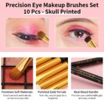 Docolor Eye Makeup Brushes 10Pcs Skull Printed Eyeshadow Makeup Brush Set Blending Concealer Eyebrow Eye Liners Premium Synthetic Eyeshadow Crease Brow Brush - Image 4