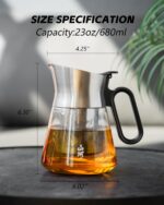 ZENS Design Glass Teapot with Infuser, 23 oz Small Loose Leaf Tea Steeper Pot with Stainless Steel Spout for Hot Tea Steeper, Oval Handle Clear Tea Pot with infusers for Loose Tea Lovers Gifts - Image 4
