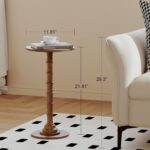 Round Side Table, Modern Drink Table for Small Spaces, Small End Table with Solid Wood Leg for Living Room, Bedroom, Corners, and Office (Rustic Brown) - Image 4