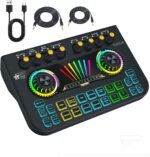 Gaming Audio Mixer Sound Board Mixer w USB Audio Interface Voice Changer, All-in-One Podcast Live Sound Card for Streaming w Soundboard Customizable Soundpads for PC Smartphone Recording Broadcasting - Image 2