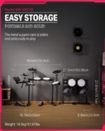 Electric Drums, Donner DED-200 LITE Electronic Drum Kit for Beginner with 450+ Sounds, USB MIDI, Quiet Mesh Pads, Throne, Headphones, Sticks and 40 Melodics Lessons - Image 6