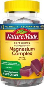 Nature Made High Absorption Magnesium Complex Soft Chews, Magnesium Supplement for Muscle, Heart, Bone Support, Magnesium Citrate & Malate Blend 250 mg per Serving, 40 Vegetarian Chews, 20 Day Supply - Image 2