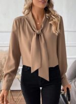 Astylish Womens Dressy Casual Blouses Bow Tie Neck Long Sleeve Elegant Business Work Shirt Tops - Image 6