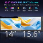 QQH Laptop Screen Extender, 15.6” Triple Portable Monitor for Laptop with Ultra-Slim FHD IPS Display, USB-C Plug and Play Extended Screen Compatible with MacOS, Windows, Android for 12-16" Laptops - Image 6