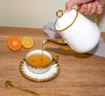 37OZ Contemporary Style Ceramic Gold Teapot with Stainless Steel Tea Strainer for Loose Brewing. A gift for tea lovers. (gold, large) - Image 5