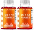 Vitamatic Vitamin D3 & K2 Gummies (2-Pack, 60 Count) Supports Healthy Bones, Heart Health, Calcium Absorption, and Immune Function Plant-Based, Non-GMO, Gluten-Free - Image 2