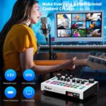 Streaming Audio Mixer, LCD Gaming Audio Mixer Interface, Live Sound Card with Bluetooth, 48V Phantom Power for Live Streaming Podcast, Recording, Gaming - Image 5