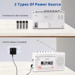 Small Cassette Player Recorder, Cassette to Digital Converter via USB or Micro SD Card, Powered by AC or 4 AA Battery, AM FM Radio Tape Recorder with Build-in Speaker and Earphone Jack - Image 5