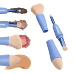 Alleyoop Multi-Tasker 4-in-1 Travel Makeup Brush Set – Compact Makeup Brushes with Blending Sponge, Eyeshadow, Eyebrow & Liner, Blush & Bronzer Brush – Mini Makeup Tools Kit for Women, Vegan - Image 2