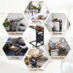 AMHANCIBLE C Shaped End Table with Charging Station, TV Tray Set of 2, Couch Tables with Storage Bag, Slide Under Sofa Side Table with USB Ports and Outlets for Living Room, Rustic Brown HET04CBR - Image 7