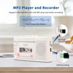 Small Cassette Player Recorder, Cassette to Digital Converter via USB or Micro SD Card, Powered by AC or 4 AA Battery, AM FM Radio Tape Recorder with Build-in Speaker and Earphone Jack - Image 6