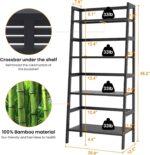 Homykic Bamboo Bookshelf 4-Tier Ladder Shelf, 49.2” Freestanding Open Bookcase Book Shelf Bathroom Storage Shelf Unit Plant Stand for Small Space, Living Room, Bedroom, Home Office, Black - Image 4