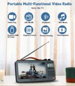 720P 7Inch Screen AM FM Movie Video Radio with Bluetooth Speaker, Rechargeable Digital Shortwave MP3 MP4 Player Radio, Support USB/Micro SD Card, Loud Speaker and Headphone Jack (NO TV) - Image 3
