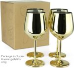 PG Set of 4 Stainless Steel Wine Glass - 18.5oz Gold Wine Glasses - Unbreakable Wine Glasses - Stem Metal Wine Goblets - Image 3