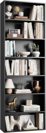 FACBOTALL 82" Tall Bookshelf, 7-Tier Open Shelves Bookcase, Freestanding Display Storage Shelves, Tall Bookcase Home Decor Furniture for Home Office, Living Room, Bedroom, Black - Image 2