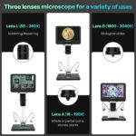 Andonstar AD246S-M HDMI Digital Microscope 2000x for Adults, 3 Lens 2160P UHD Video Record, 7 Inch LCD Soldering Microscope for Electronics Repair, Error Coins, Pro Boom Arm Stand, Windows Compatible - Image 3