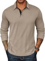 COOFANDY Mens Long Sleeve Polo Shirts Classic Casual Button Polo Tee Lightweight Collared Golf Shirt - Image 2