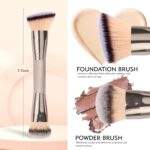 Dual-Ended Foundation Brush: Round & Angled Pro-Grade makeup brushes, 100% Vegan Synthetic Makeup Brush for Flawless Blending and Application of Liquid, Powder, Cream, Blush - Image 4