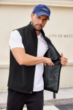 COOFANDY Mens Lightweight Softshell Vest Windproof Sleeveless Jacket Zip Up Fleece Lined Vest Outerwear for Golf Running - Image 7