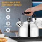 AMFOCUS Tea Kettle Stovetop, Whistling Tea Kettle Pots for Stove Top, 2.64 QT Food Grade Stainless Steel Teakettle Teapot with Cool Grip Folding Handle, Hot Water boiler for Tea, Milk, Coffee - Image 5