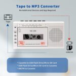 Small Cassette Player Recorder, Cassette to Digital Converter via USB or Micro SD Card, Powered by AC or 4 AA Battery, AM FM Radio Tape Recorder with Build-in Speaker and Earphone Jack - Image 3